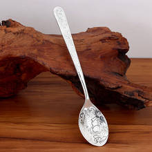 Cuchara de plata de ley 999, cuchara de plata de mango largo, vajilla doméstica, cuchara de sopa para niños, cuchara de café, vajilla de plata 2024 - compra barato
