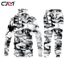 CJLM 2 Pieces Sets Tracksuit Men Artistic Smoke Ink Painting Hooded Sweatshirt+pants Pullover Hoodie Sportwear Suit  Casual 2024 - buy cheap