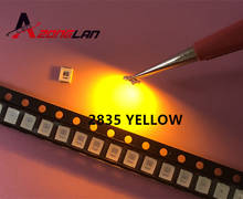 100 pçs/lote LED SMD 2835 Amarelo 0.2W 2.0-2.6V 580-590NM PLCC-2 SMD/SMT 60Ma 2V 3.5*2.8*0.8 MILÍMETROS 3528 2835 led