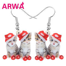 Bonsny acrílico de Navidad doble American Wirehair Cat Ball pendientes gota colgante Animal joyería para mujeres niñas adolescentes dijes regalo 2024 - compra barato