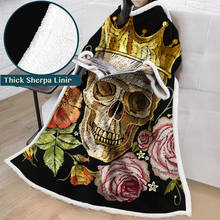 Coral Velvet Winter Outdoor Wearable Robe Super Large Warm Cotton Velvet One-piece Blanket With Sleeve Skull Microfiber Blanket 2024 - buy cheap