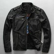 Men's Motorcycle Leather Jacket Vintage Thick Cowhide Rider Jackets Biker Coats Harajuku Men Jacket Windbreaker Outwear 2024 - buy cheap