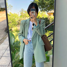 Blazer holgado elegante para mujer, chaqueta de manga larga con un botón, prendas de vestir, color verde claro, verano, 2021 2024 - compra barato