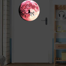 Pegatina de pared fluorescente de Luna 3D de 30cm, pegatina extraíble que brilla en la oscuridad, pegatina luminosa de Luna para Halloween, bricolaje 2024 - compra barato