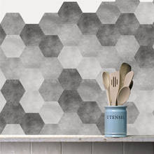 Papel tapiz geométrico gris a la moda, Mural impermeable antifuego para armario de cocina, Pegatina autoadhesiva hexagonal antideslizante para Baño 2024 - compra barato