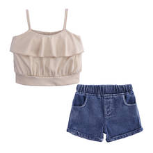 Conjunto infantil de verão para meninas, camiseta e short para crianças pequenas, 2 peças 2024 - compre barato