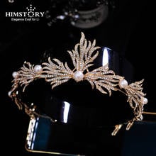 HIMSTORY Baroque Vintage Headbands Hairbands Feather Rhinestone Headpieces Headdress Brides Crown Wedding Accessories 2024 - buy cheap