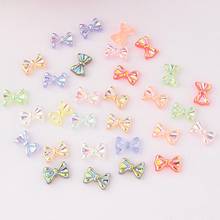 BOLIAO New 30Pcs 7*11mm AB Color Bow Shiny Resin Flat Back Rhinestone Glue on Bags/Clothes Home Decoration R369 2024 - buy cheap