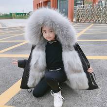New 2020 Winter Faux Fur Jackets Coat Long Fur Collar Parka Warm Outerwear High Quality Baby Girl Winter Hooded Coat For 3-14 2024 - buy cheap