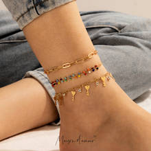 Wholesale Bohemia Hippie Style 3pc Set Colorful Gold Plating Summer Beach Women Anklet Jewelry Anklet Bracelet 2024 - buy cheap