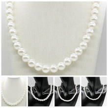 Collar de perlas de imitación blancas de agua dulce de 12MM para mujer, collar de perlas redondas grandes, joyería de moda con abalorios para fiesta de boda 2024 - compra barato
