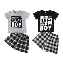 FOCUSNORM 1-5Y Summer Causal Boys Clothes Sets 2pcs Letter Short Sleeve T Shirts Plaid Printed Shorts 2024 - buy cheap