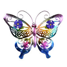 Escultura de mariposa de Metal para decoración de pared, escultura colgante de Color 3D para ventana, jardín, patio, árbol 2024 - compra barato