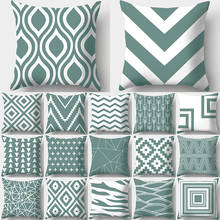 Almofadas decorativas de poliéster, verde escuro, estampa geométrica, capa de almofada, decoração de sofá, 40922 2024 - compre barato