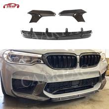 Carbon Fiber Front Lip Splitters Flaps Spoiler For BMW 5 Series F90 M5 2018 2019 FRP Unpainted Black Head Bumper Chin Cover 2024 - buy cheap