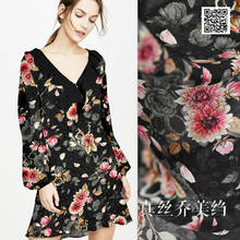 Flower rhyme silk Qiaomei crepe silk fabric mulberry silk digital printing cloth clothing dress spring and summer 2024 - buy cheap
