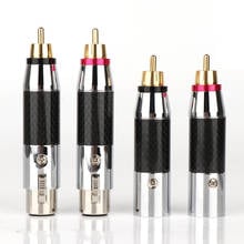 Plug xlr conector para rca, 2 peças de fibra de carbono de alta qualidade, conector de 3 pinos fêmea para rca macho, adaptador de entrada de áudio 2024 - compre barato