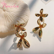 Separable-pendientes de oro antiguo con forma de flor para mujer, aretes para boda, fiesta, RE3831 2024 - compra barato