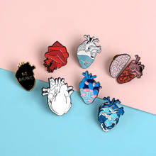 Human Heart Series Lapel Denim Enamel Pins Ocean Whale Cat Hand Combined Punk Fashion Brooches Badges Jewelry Gifts for Friends 2024 - buy cheap