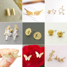 SMJEL Korean Gold Animal Earrings for Women Cute Ball DNA Circle Earings Heart Fashion Jewelry Cross Stud Earring Accessories 2024 - buy cheap