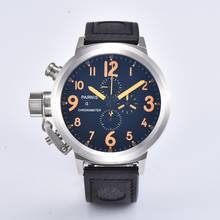 Parnis relógio masculino de 50mm, pulseira de couro com calendário esportivo luminoso, prata, cronógrafo de quartzo e movimento, relógio de pulso masculino 2024 - compre barato