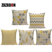 Decorative Throw Pillows Case Yellow Grey Geometric Stripe Wave Plaid Sofa Cushion Cover for Home Living Room Decoration 2024 - buy cheap