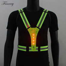 Fanceey colete de segurança luminoso, com led, refletor, sem fio, aviso de segurança, para bicicleta, corrida, ciclismo 2024 - compre barato