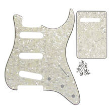 FLEOR Aged Pearl 4Ply 11 Holes Electric Guitar Pickguard SSS ST Scratch Plate & Back Plate Tremolo Cover & Screws Guitar Parts 2024 - buy cheap