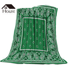 Classic Green Bandana Printed Nap Blanket Soft Comfortable Velvet Plush Flower Blankets Warm Sofa Bed Sheets 2024 - buy cheap