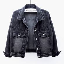 Korean Fashion Big Pocket Denim Jacket Coat Women Chaquetas Mujer Autumn Loose Blue Black Short Jeans Jackets Female Outerwear 2024 - buy cheap