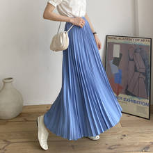 2020 Women Autumn Elastic High Waist Long Chiffon Pleated Skirt Large Hem A-line Jupes 2024 - buy cheap