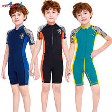 UPF50 +-traje de baño de una pieza para niños, traje de baño de manga corta, con rayos UV, para Surf, buceo, ropa de playa 2024 - compra barato