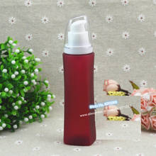 Botella vacía de loción de 100ML, contenedor de plástico esmerilado de Color rojo, botella de crema corporal rellenable para champú Sub-embotellado 2024 - compra barato