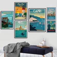 Impresiones de cartel de paisaje de Nueva York, imágenes de pared para decoración del hogar y sala de estar, arte de ciudades de viaje, Londres, Amsterdam, Venecia 2024 - compra barato