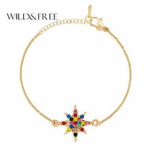 Wild & Free-Pulseras de estrellas de cristal para mujer, brazaletes brillantes de colores del arcoíris, cadena de eslabones, pulseras encantadoras, regalo de boda 2024 - compra barato