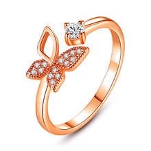 Estilo Simple Zirconia mariposa anillos redimensionables femeninos Color oro rosa anillos de dedo de moda fiesta joyería regalo para mujer 2024 - compra barato