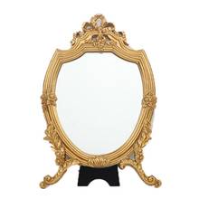 Espelho de maquiagem decorativo antigo, espelho de cosméticos esculpido vintage com moldura dourada, espelho de penteador europeu 2024 - compre barato