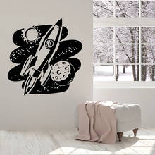 Calcomanía de pared de cohete espacial, pegatinas de vinilo de astronauta cósmico para puerta y ventana, dormitorio de niños, guardería, decoración de Interior, papel tapiz artístico E564 2024 - compra barato