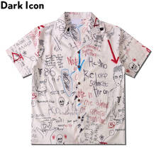 Ícone escuro graffiti havaiano camisa masculina vintage rua camisas de verão para homem 2024 - compre barato
