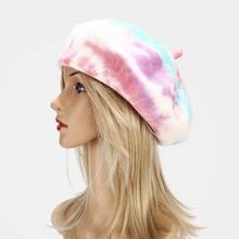 Ins venda quente feminino menina moda nova boina artista francês quente boné feminino tie-dye boinas bonnet vintage elegante senhora inverno gorras 2024 - compre barato