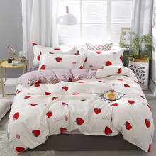 3/4PCS Strawberry Bedding Set Cute Duvet Cover Sheet Pillowcase Set Bedclothes for Kids 2024 - buy cheap