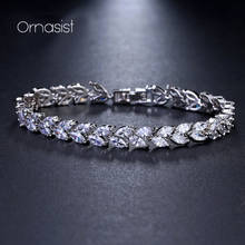 Pulsera de circón con forma de hoja blanca brillante para mujer, brazalete elegante de joyería de cuatro colores, regalo de boda, fiesta de cumpleaños, novedad de 2020 2024 - compra barato