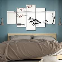 Laeacco 5 Canvas Panel Painting Calligraphy Chinese Style Landscape Poster Print Living Room Bedroom Home Decor Wall Art Picture 2024 - buy cheap