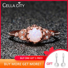 Cellacity 925 Sterling Silver ring with round Moonstone/Opal Gemstone Wedding Engagement Jewelry Finger ring Wholesale lady Gift 2024 - buy cheap