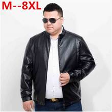 Casacos de couro masculinos, jaquetas de couro para homens da moda, casaco solto e de cor sólida, roupas masculinas de inverno com mangas compridas e com colarinho de couro para motociclista, 10xl, 8xl, 6xl 2024 - compre barato