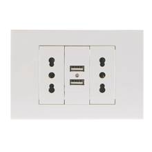 16A WallDouble Italian/Chile Plug Power Socket Adapter Dual USB Ports Panel 5V 1A 2024 - buy cheap