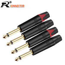 2PCS Mono 6.35MM Jack 6.3MM Male Plug Connector Aluminum Tube Brass Gold Plated 1/4 Inch Microphone Plug Audio Cable Connector 2024 - buy cheap
