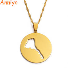 Anniyo Round Eritrea Map Pendant Neckalces for Women Girls Gold Color Jewelry Stainless Steel Maps Gifts #012521 2024 - buy cheap