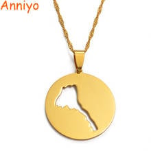 Anniyo Round Eritrea Map Pendant Neckalces for Women Girls Gold Color Jewelry Stainless Steel Maps Gifts #012521 2024 - buy cheap