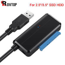 Rovtop usb 3.0 sata 3 cabo sata para adaptador usb até suporte 2.5 ou 3.5 Polegada externo ssd hdd disco rígido 22 pinos cabo sata iii 2024 - compre barato